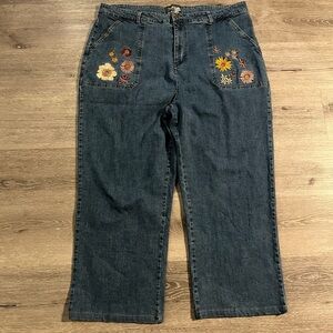 ModCloth x Princess Highway Floral Embroidered Denim Jeans Retro Size 26